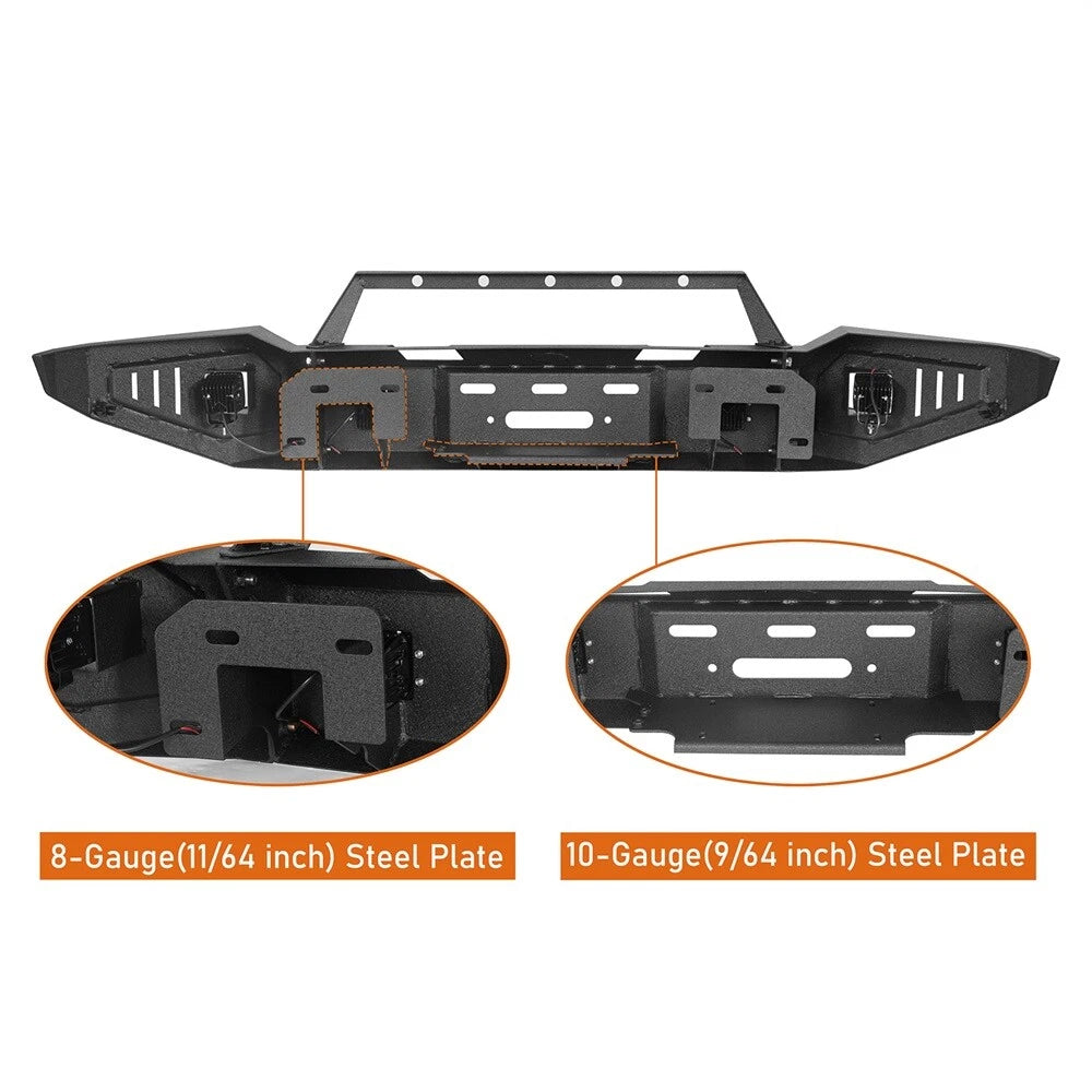 Off-Road Front Bumper w/ Winch Plate & LED Lights Fit For 2018 2019 2020 Ford F150