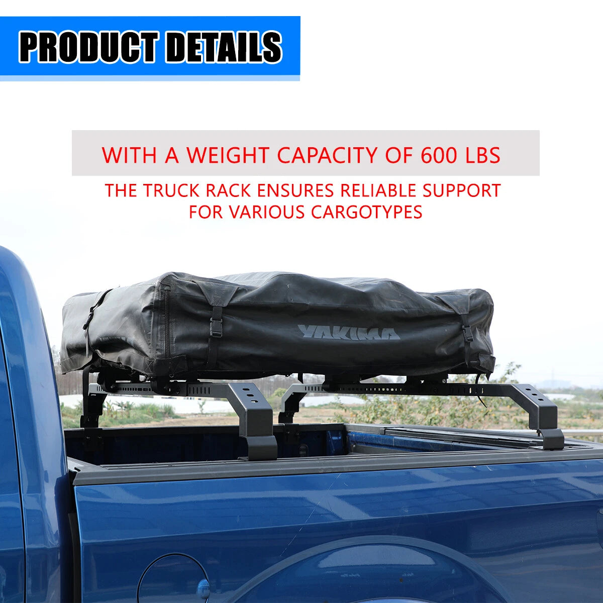 Adjustable Low Profile Truck Bed Rack Cross Bar Cargo Carrier Fit For Full-Size and Mid-Size Truck