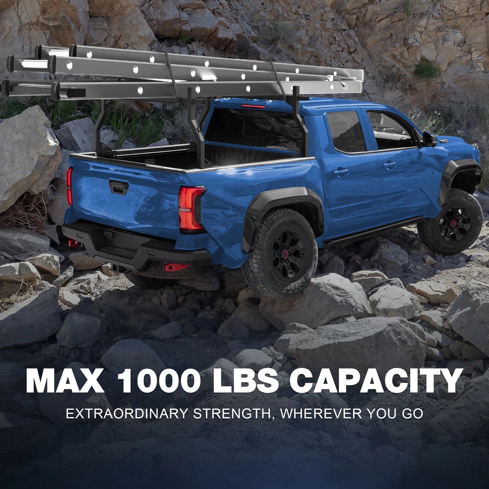 Adjustable Universal Truck Ladder Bed Rack Cargo Carrier Fit For Tundra/Tacoma/Ford/Ram/GMC