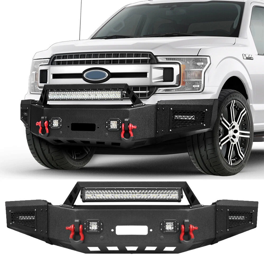 Front Bumper For 2018-2020 Ford F150 F150 Off-Road Bumper w/LED Lights D-Ring