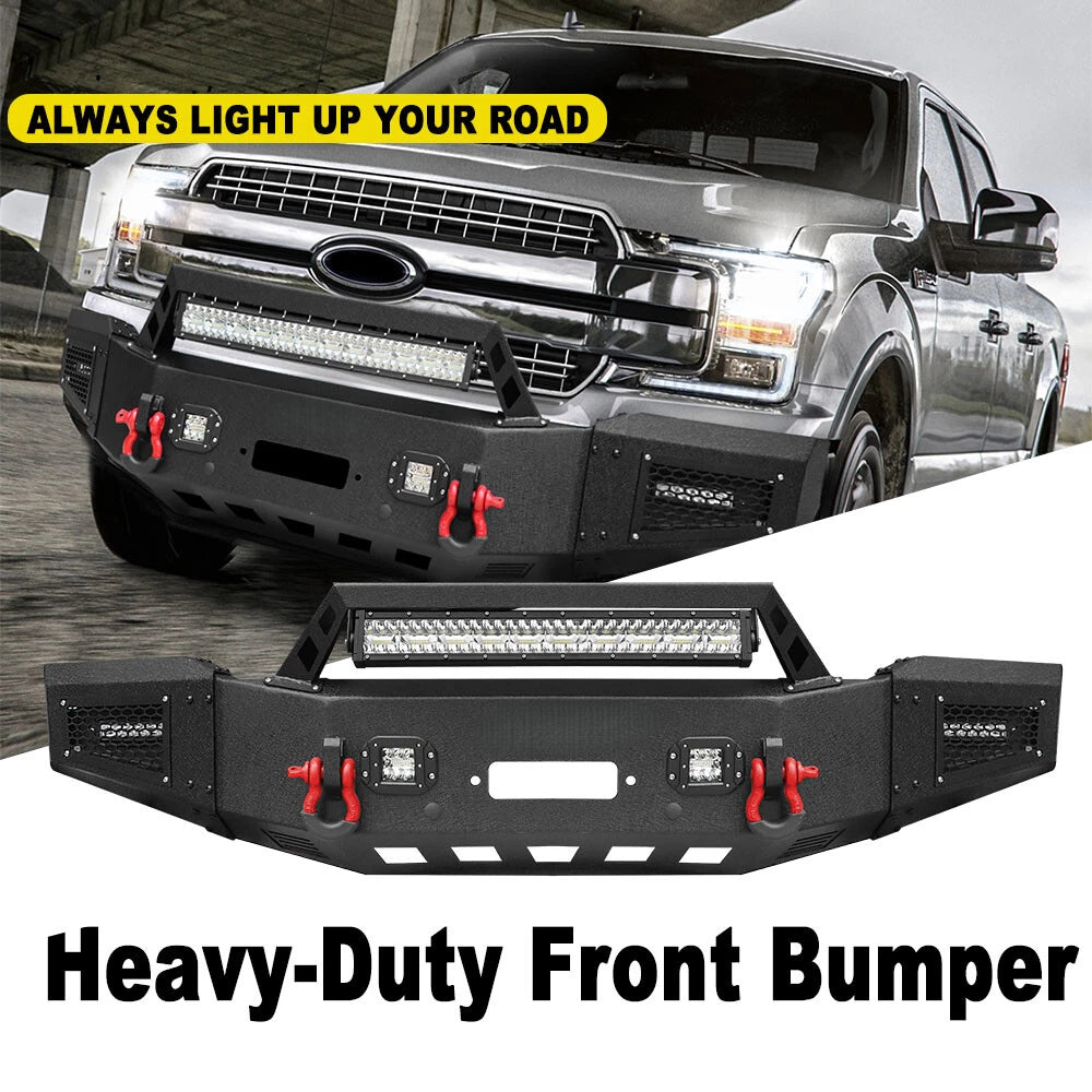 Front Bumper For 2018-2020 Ford F150 F150 Off-Road Bumper w/LED Lights D-Ring
