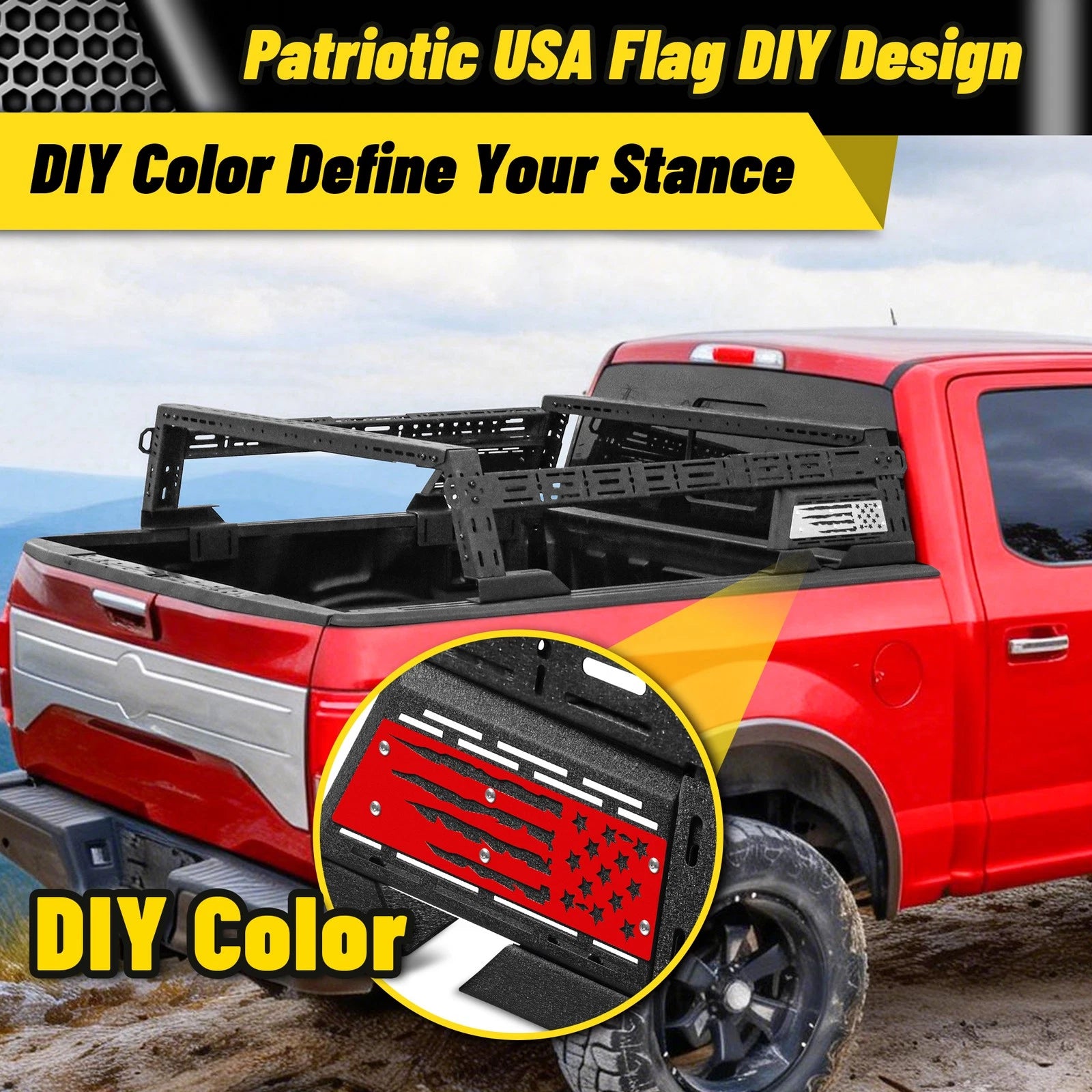 14"-17'' Height Overland Bed Rack Cargo Carrier Fit For Tundra Tacoma Frontier Titan
