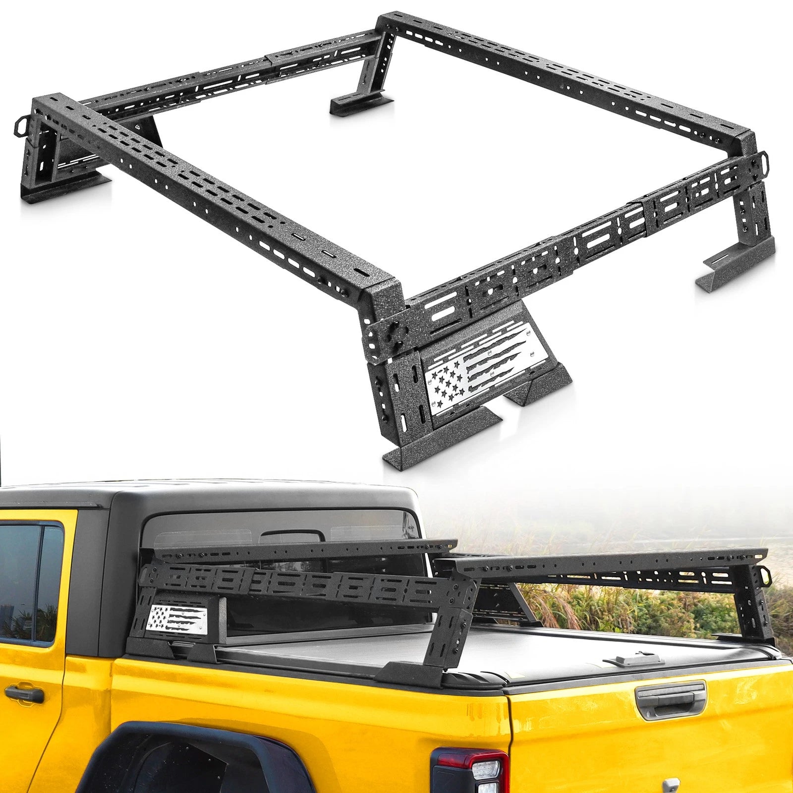 14"-17'' Height Overland Bed Rack Cargo Carrier Fit For Tundra Tacoma Frontier Titan