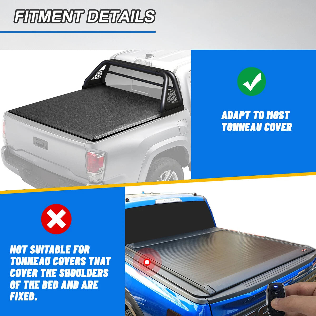 Adjustable Sport Bar Truck Bed Chase Rack Roll Bar Fit For 2005-2025 Toyota Tacoma