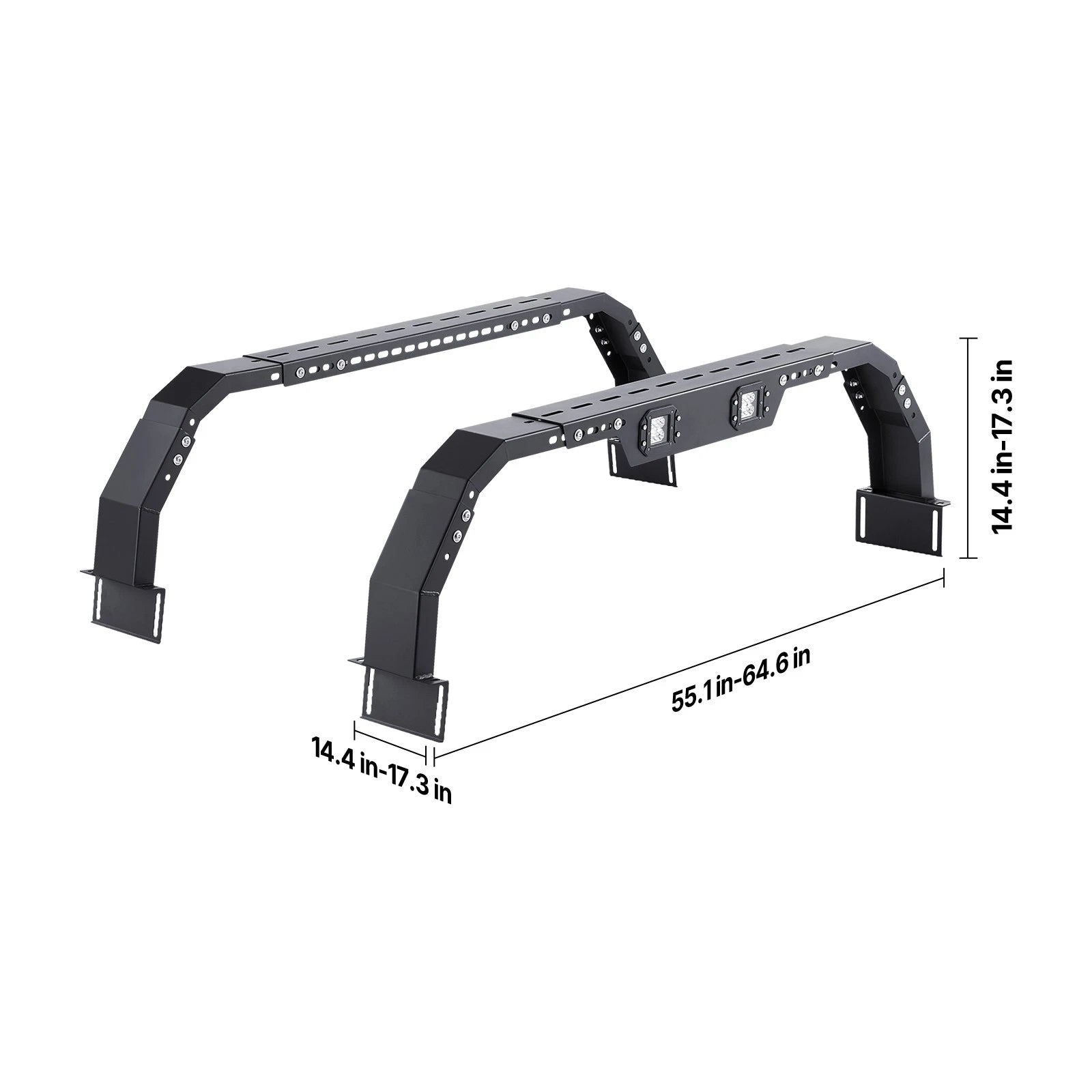 Overland Bed Rack Cargo Carrier with 2 LED Lights Fit For Ram 1500/Canyon/Silverado 1500/Tundra