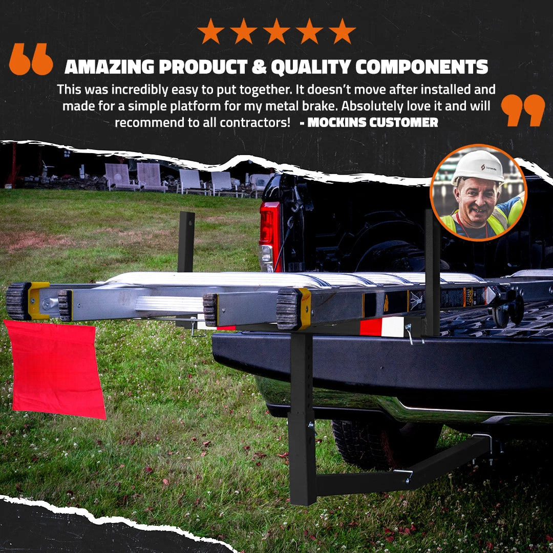 Heavy Duty Truck Bed Extender with Ratchet Straps – 750 lbs Capacity, Universal 2" Hitch, Adjustable Width & Height