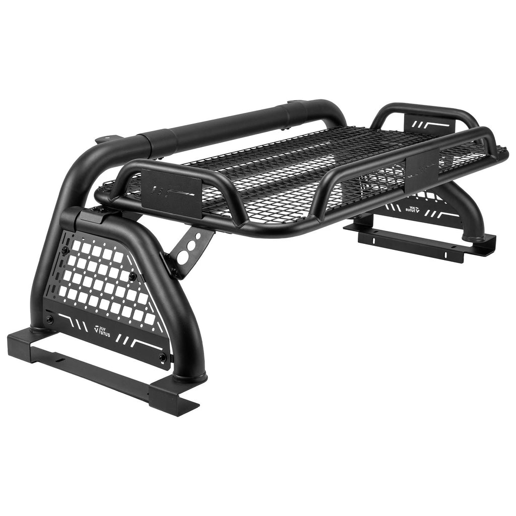 Adjustable Sport Bar Truck Bed Chase Rack Roll Bar w/ Cargo Basket Fit For F150 F250 F350 Ram Full-Size Truck