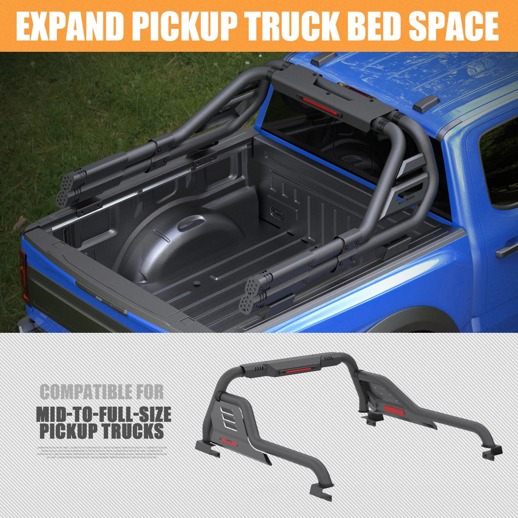 Adjustable Truck Bed Chase Rack Roll Bar Fit For 2005-2025 Toyota Tacoma