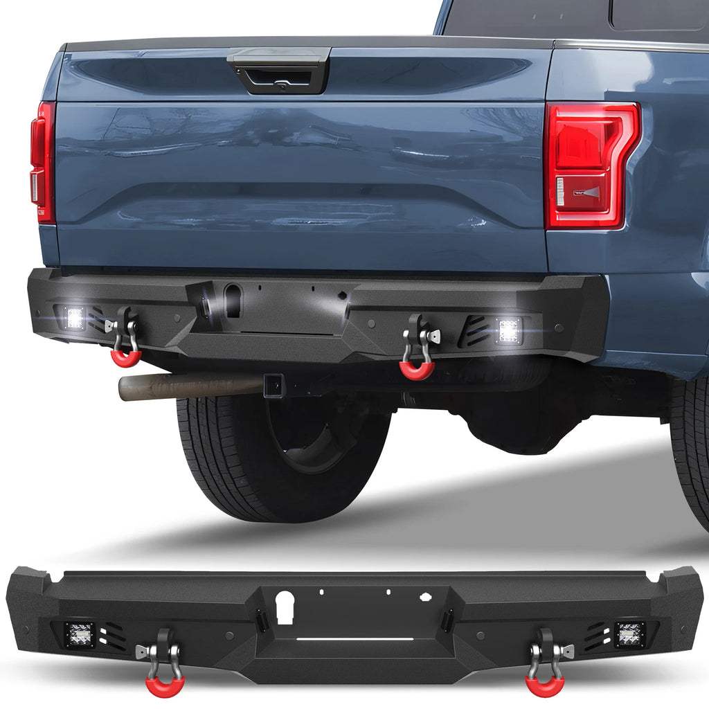Rear Bumper w/Sensor Holes &LED Lights &D-rings For Ford F150 2015-2025 Off-Road