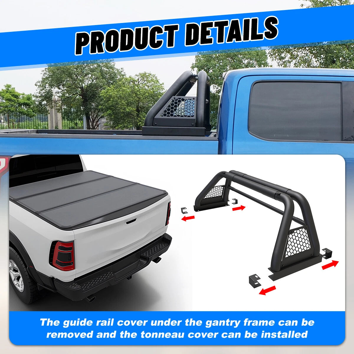 Adjustable Sport Bar Truck Bed Chase Rack Roll Bar Fit For 2005-2025 Toyota Tacoma