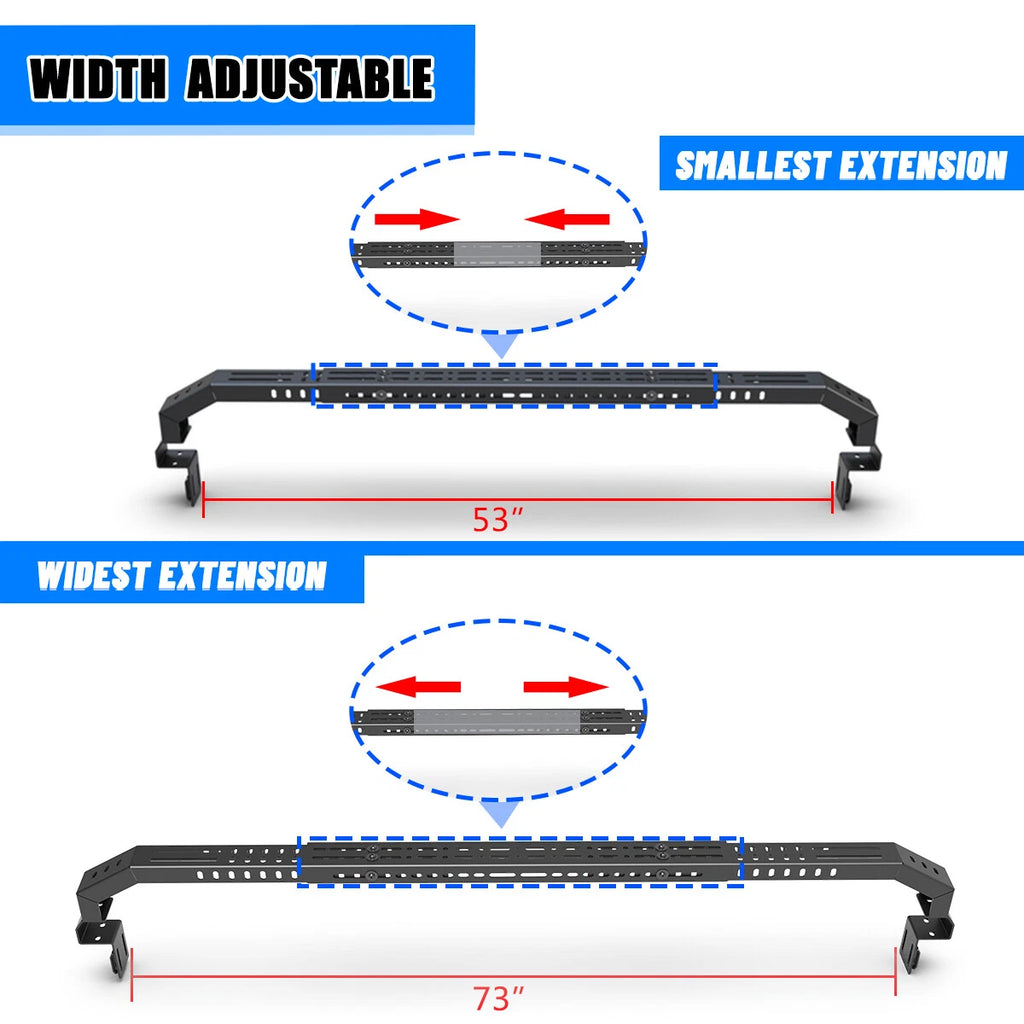 Adjustable Low Profile Truck Bed Rack Cross Bar Cargo Carrier Fit For Full-Size and Mid-Size Truck