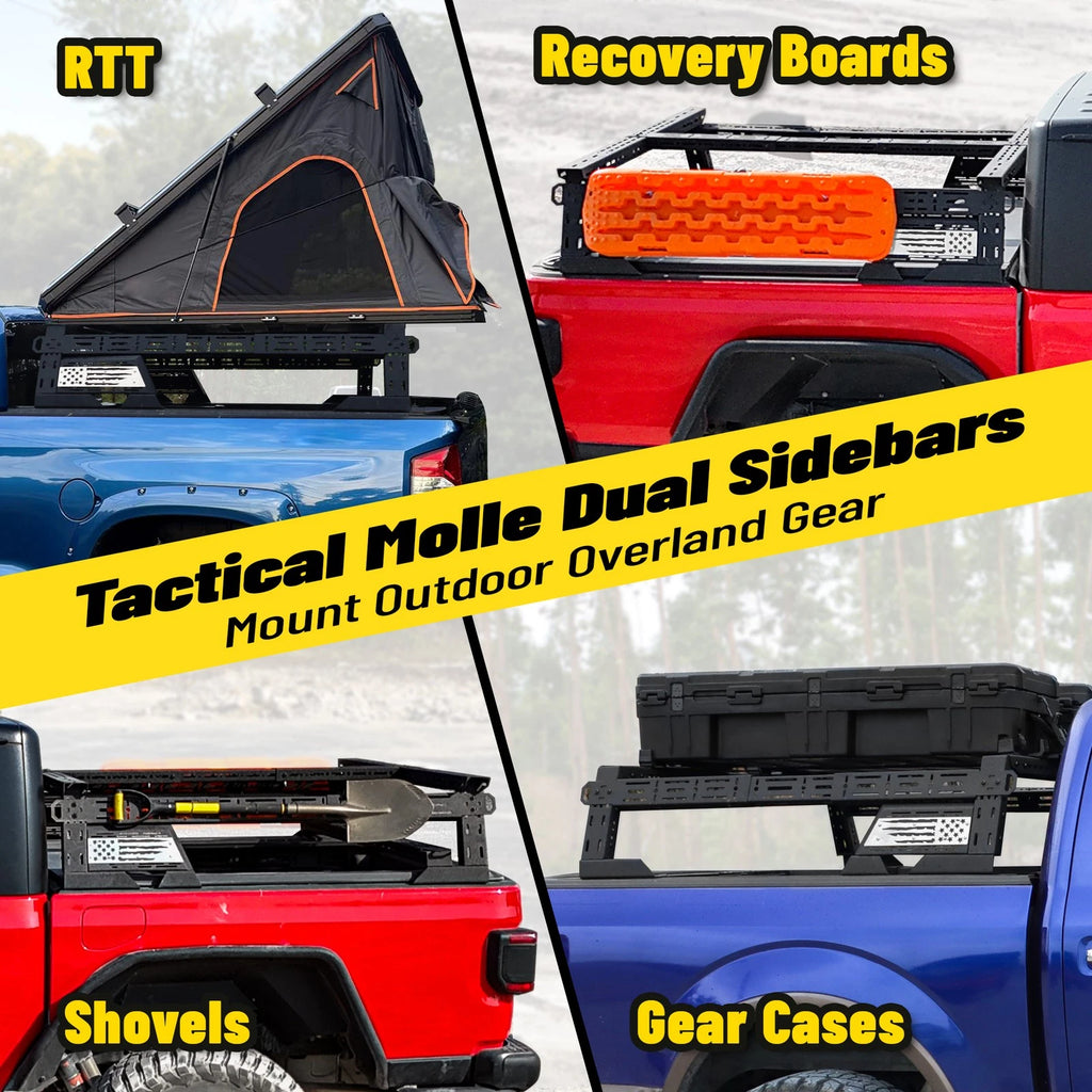 14"-17'' Height Overland Bed Rack Cargo Carrier Fit For Tundra Tacoma Frontier Titan