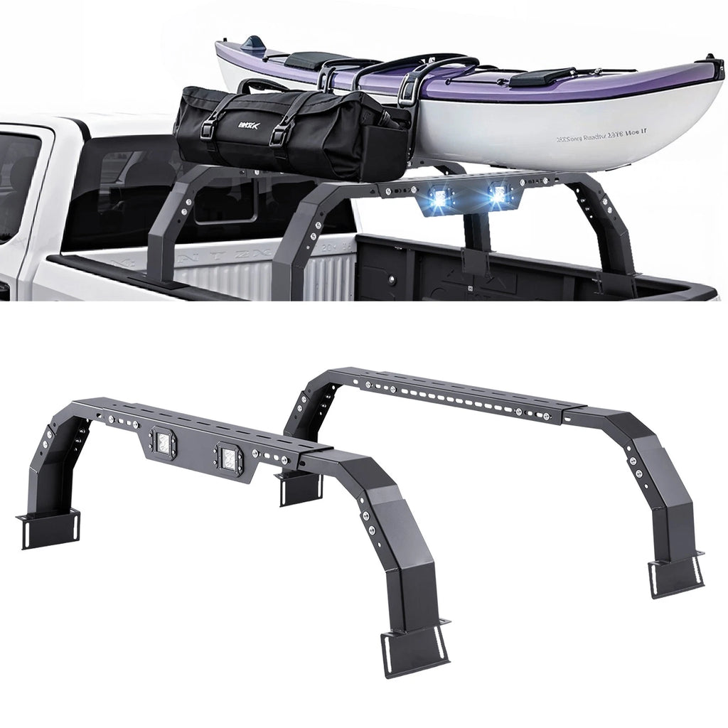 Overland Bed Rack Cargo Carrier with 2 LED Lights Fit For Ram 1500/Canyon/Silverado 1500/Tundra