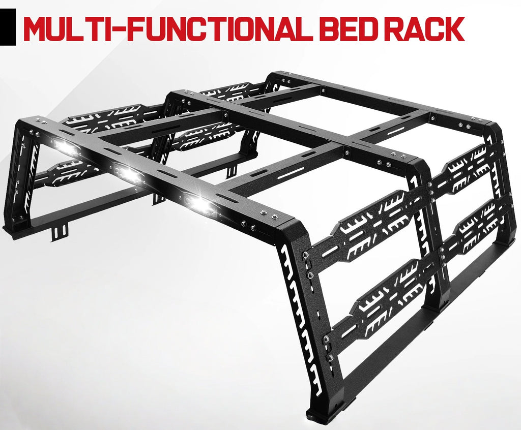 22.5" Full Size Truck Bed Rack Cargo Carrier with LED Fit For Ford/Dodge Ram/Tundra/Silverado/Nissan Titan