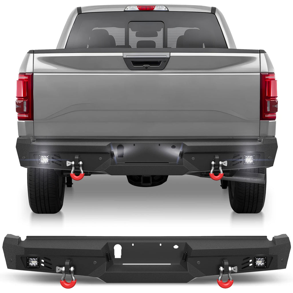 Rear Bumper w/Sensor Holes &LED Lights &D-rings For Ford F150 2015-2025 Off-Road