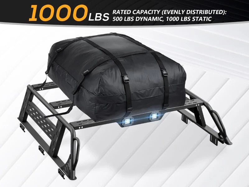 1000lbs Adjustable Overland Truck Bed Rack Cargo Carrier Fit For 2005-2025 Toyota Tacoma & 2020-2025 Jeep Gladiator JT