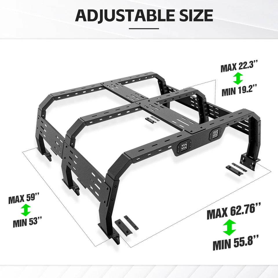 22.3"1000lbs High Bed Racks Truck Cargo Carrier Fit For F150/Tundra/Tacoma/Colorado & for Sierra 1500/Canyon/Titan/Frontier/Ridgeline/JT