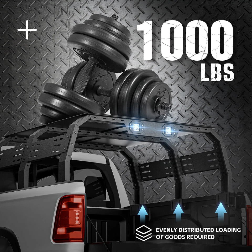 22.3"1000lbs High Bed Racks Truck Cargo Carrier Fit For F150/Tundra/Tacoma/Colorado & for Sierra 1500/Canyon/Titan/Frontier/Ridgeline/JT