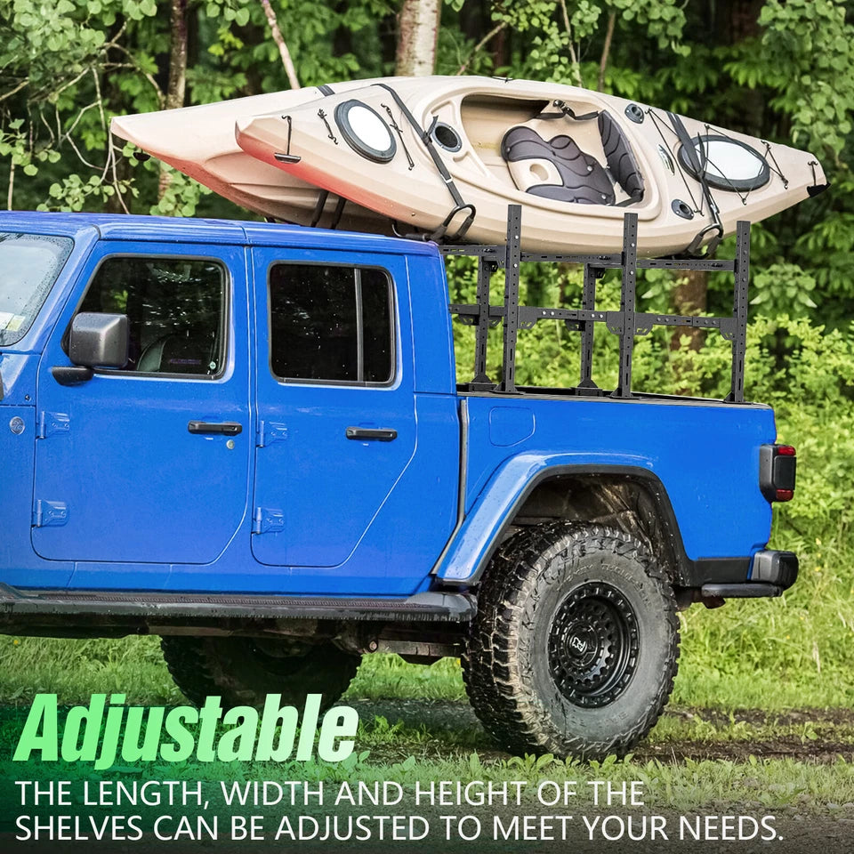 Adjustable Universal Truck Bed Rack Cargo Carrier Fit For Silverado/Sierra/Ram/Ford F-Series/Tacoma/Tundra