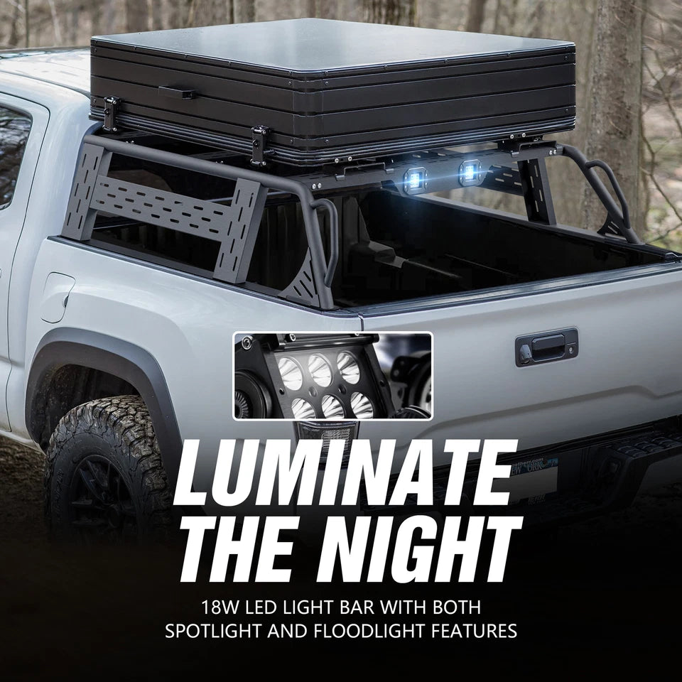 1000lbs Adjustable Overland Truck Bed Rack Cargo Carrier Fit For 2005-2025 Toyota Tacoma & 2020-2025 Jeep Gladiator JT