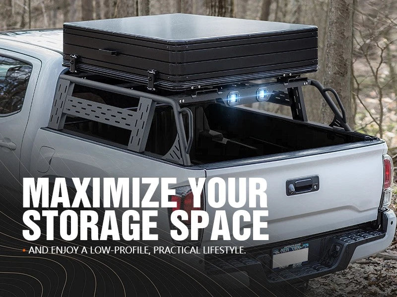 1000lbs Adjustable Overland Truck Bed Rack Cargo Carrier Fit For 2005-2025 Toyota Tacoma & 2020-2025 Jeep Gladiator JT