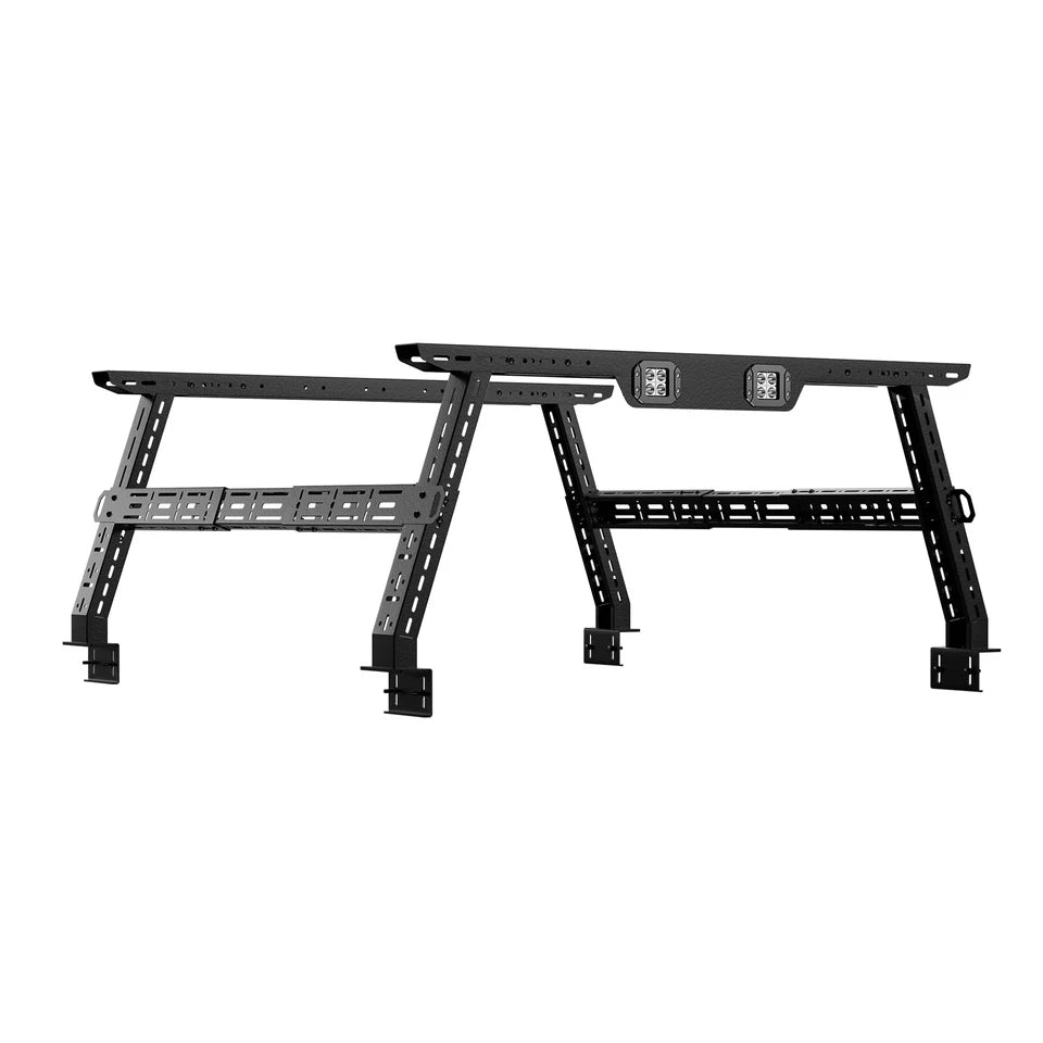 Adjustable 16-24.8" Universal Truck Bed Rack Cargo Carrier with 2 Led Lights Fit For Silverado/Sierra/Ram