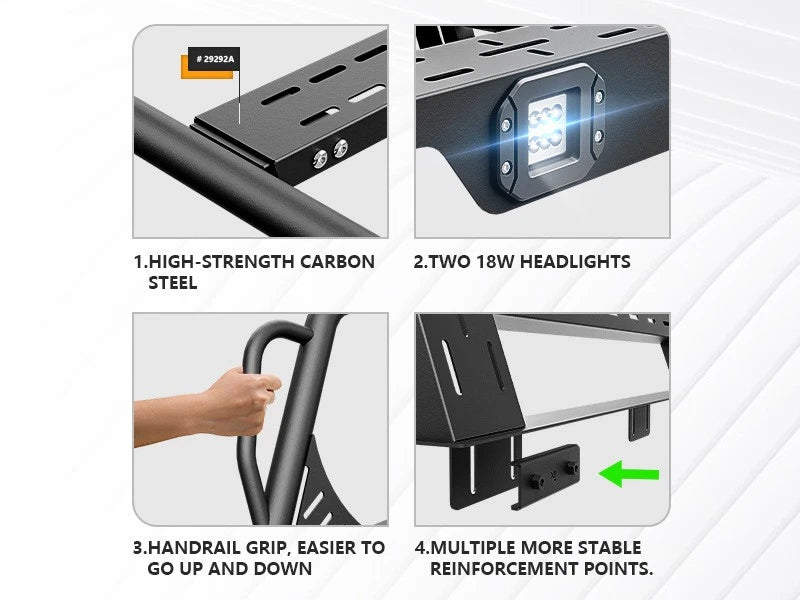 1000lbs Adjustable Overland Truck Bed Rack Cargo Carrier Fit For 2005-2025 Toyota Tacoma & 2020-2025 Jeep Gladiator JT