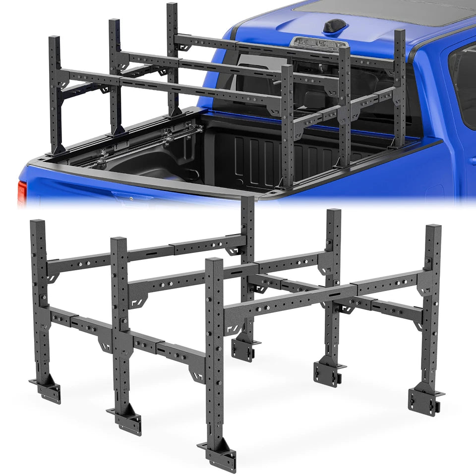 Adjustable Universal Truck Bed Rack Cargo Carrier Fit For Silverado/Sierra/Ram/Ford F-Series/Tacoma/Tundra