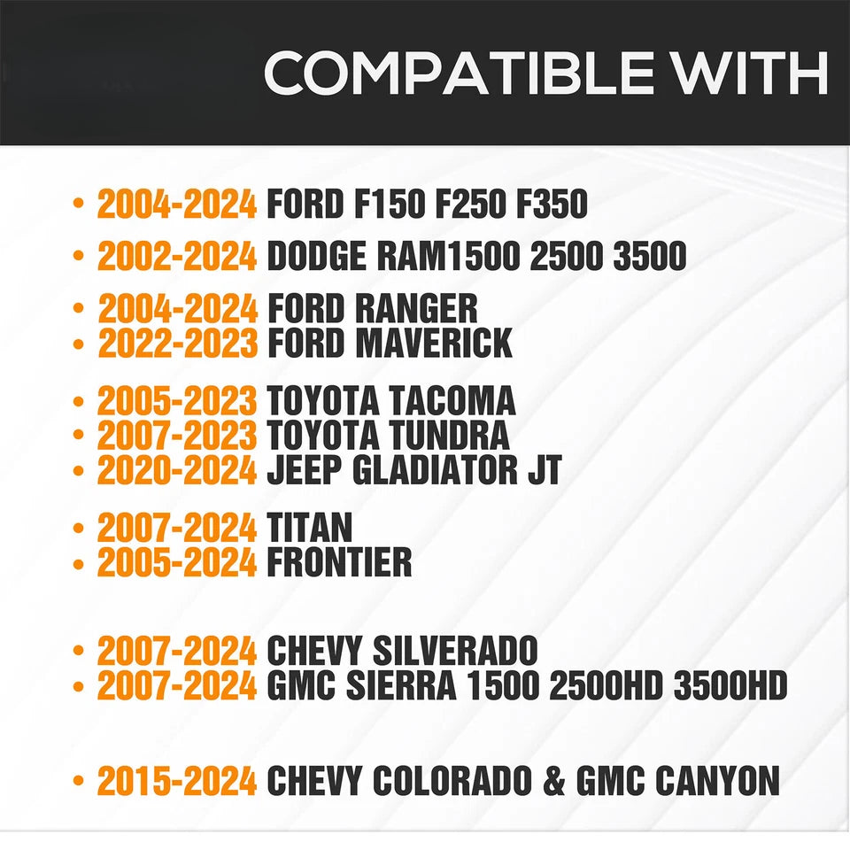 Adjustable 16-24.8" Universal Truck Bed Rack Cargo Carrier with 2 Led Lights Fit For Silverado/Sierra/Ram